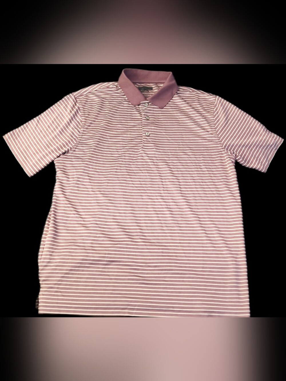 #MC35  Men's Mauve Stripe Performance Polo Shirt